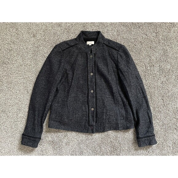 ANN TAYLOR Loft Wool Blend Tweed Knit Bomber Jacket Coat Women's Size 14 *GREAT* - Picture 4 of 9